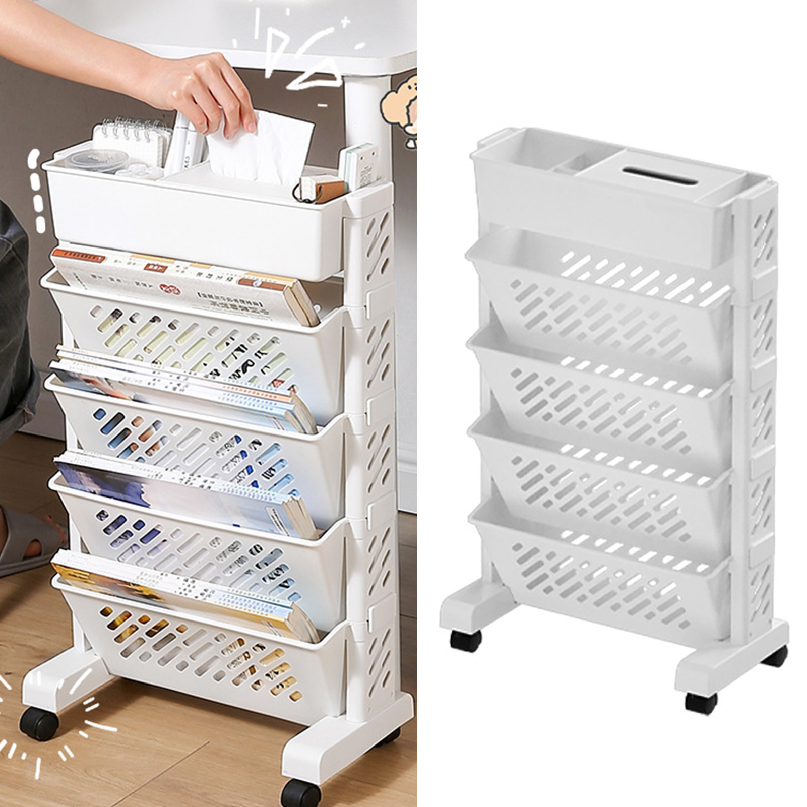 Movable Bookshelf Large Capaci - Magazine Holder Rack review and price